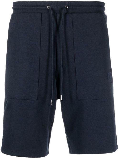 Monogram-print reversible track shorts - Blue