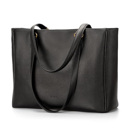 Befen Black Genuine Leather Tote Bag for Women Work