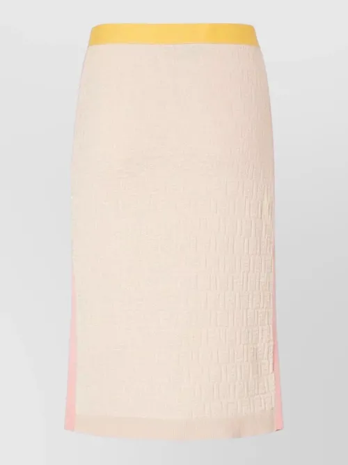 Fendi - knee length midi skirt textured panels waistband