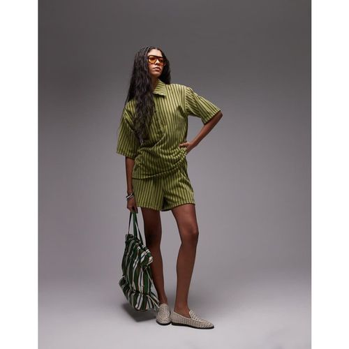 Topshop Womens stripe towelling shorts co-ord in green