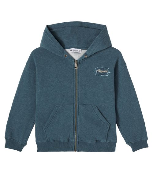 Logo cotton jersey zip-up hoodie