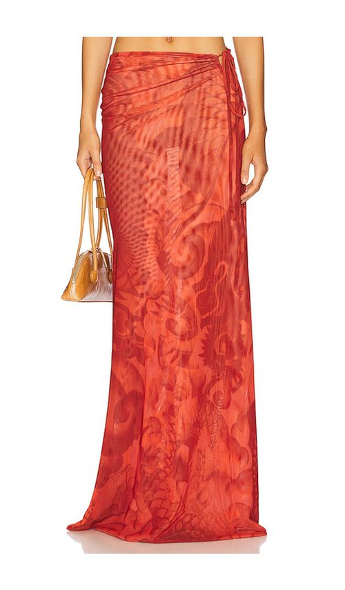 Jade Cropper Reversible Maxi Skirt in Red Snake Print - Red. 40 also in