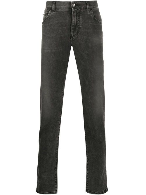 Lightly distressed slim jeans - Grey