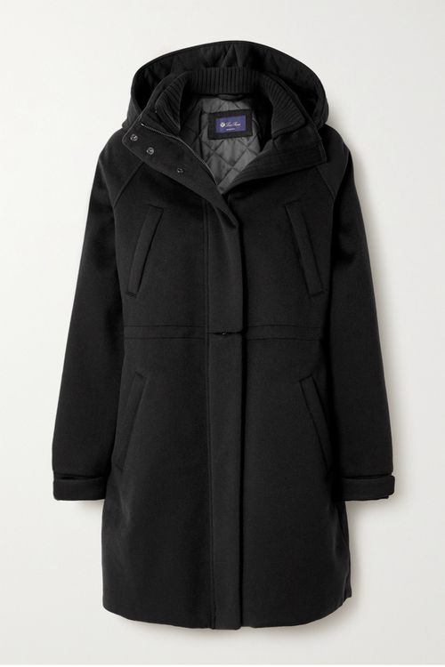 Hooded Leather-trimmed Cashmere Coat - Black - IT38
