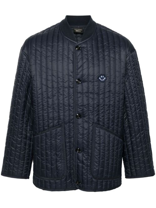 Patch-detail bomber jacket - Blue