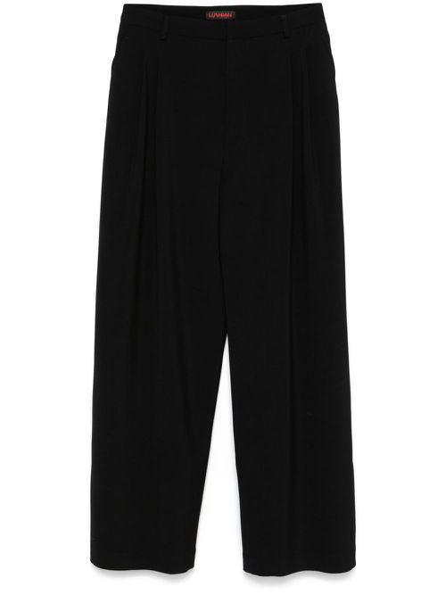 Black Straight-Leg Trousers - Men's - Polyester/Viscose/Elastane/Virgin Wool