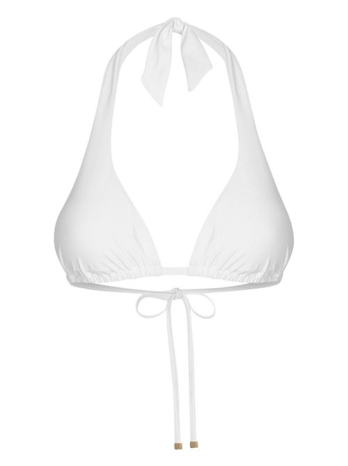 Halterneck triangle bikini top - White