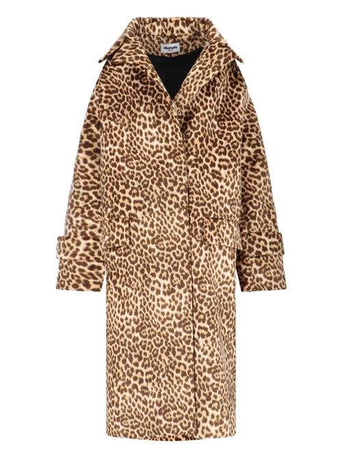 Leopard Print Long Coat With Adjustable Cuffs