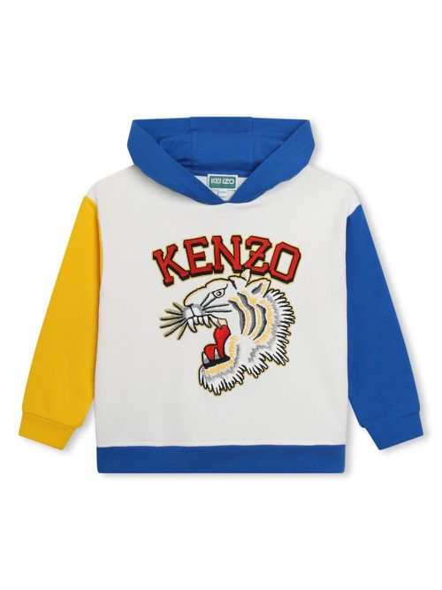 Logo-embroidered colour-block hoodie - Neutrals