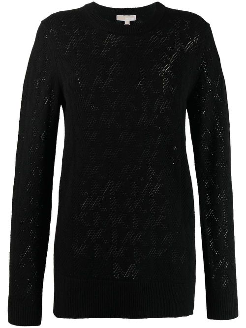 Logo-knit long-sleeve jumper - Black