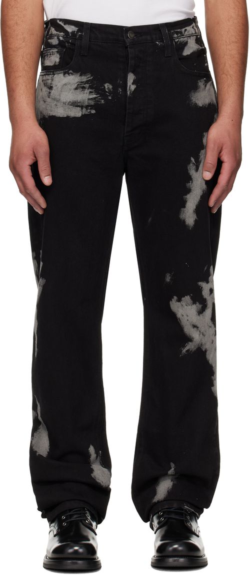 Black Bleach Straight Leg Jeans