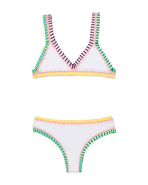 Girls' Rainbow Embroidered Two Piece Swimsuit - Little Kid, Big Kid