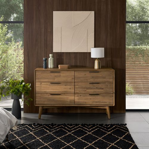 Seb 6-Drawer Wooden Dresser by Mid-Century Style, Multi Color