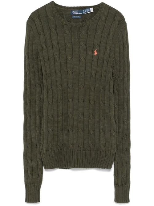 Olive cable-knit sweater