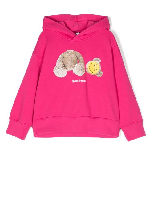 Smiley teddy-bear print hoodie - Pink