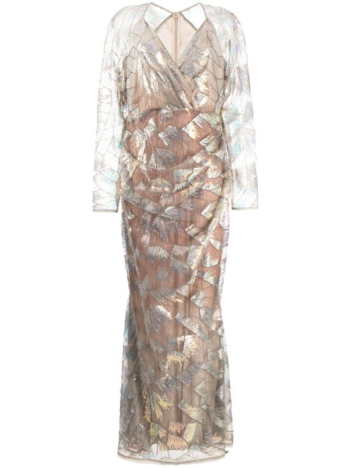 V-neck floor-length dress - Silver