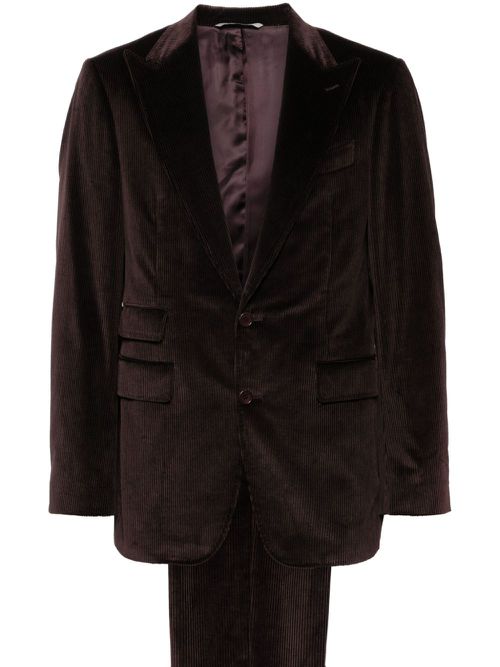 Single-breasted corduroy suit - Red