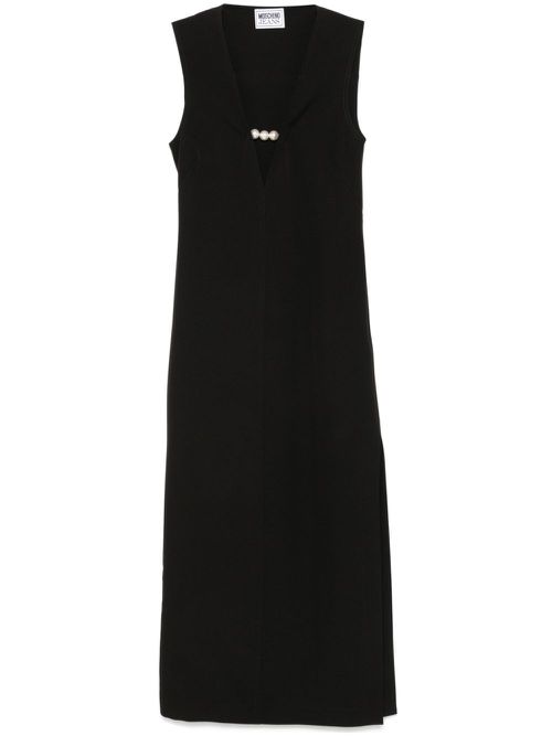 Faux-pearl embellished maxi dress - Black