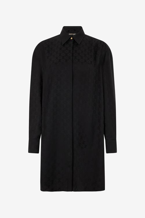 Silk Mini Shirt Dress With Monogram Rc
