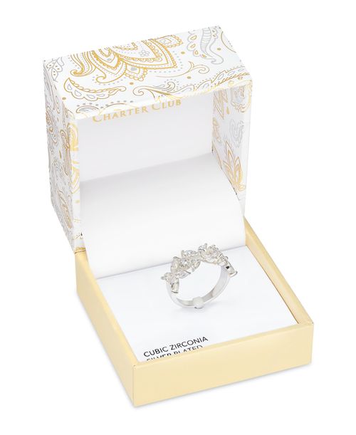 Silver-Tone Cubic Zirconia Flower Ring, Exclusively at Macy's - Silver