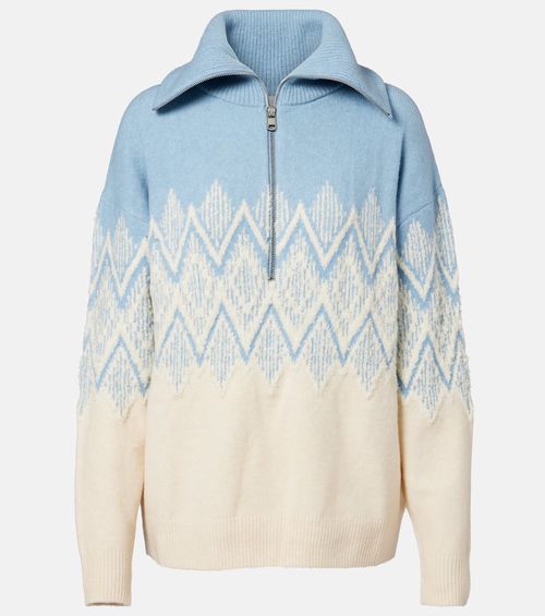 Hedda jacquard half-zip sweater
