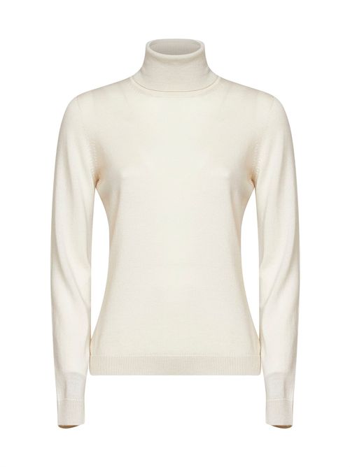 Virgin Wool Turtleneck Sweater — Beige