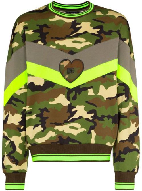 Logo-plaque camouflage-print sweatshirt