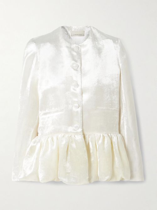 Velvet Peplum Jacket - Ivory