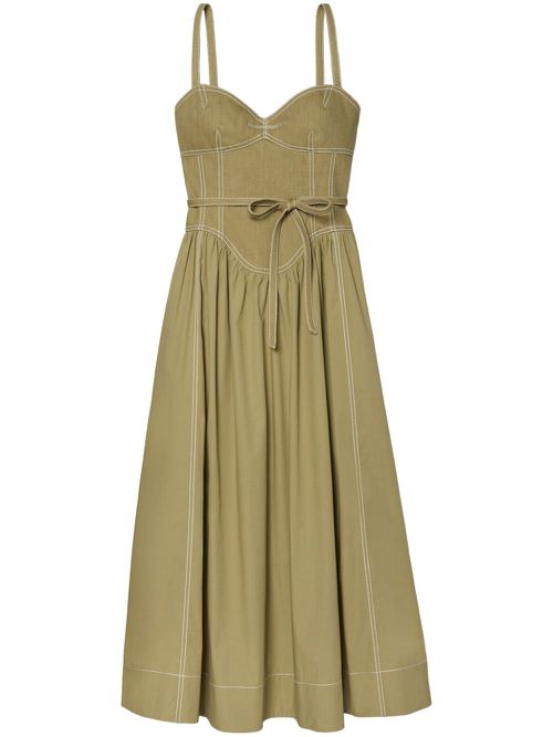 Cotton twill midi dress - Green