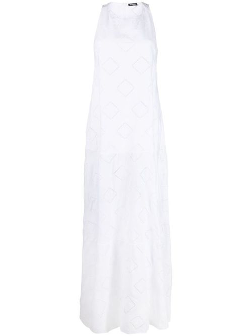Perforated Linen Maxi Dress — Off-white