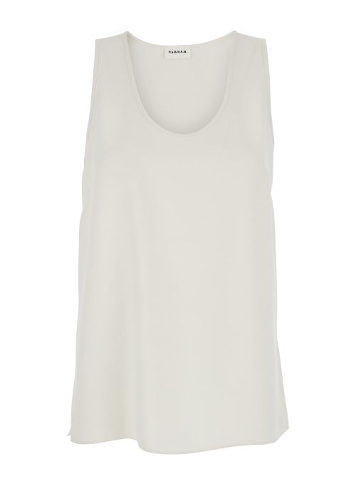 Sleeveless Round Neck Tank Top — White
