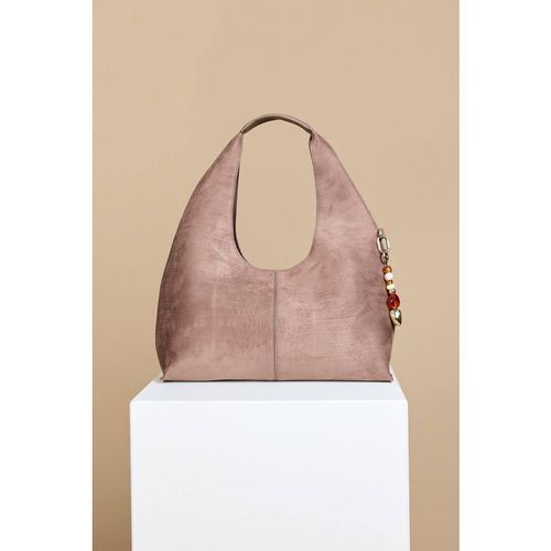 Little Mistress Mocha Croc Emboss Shoulder Bag In Brown