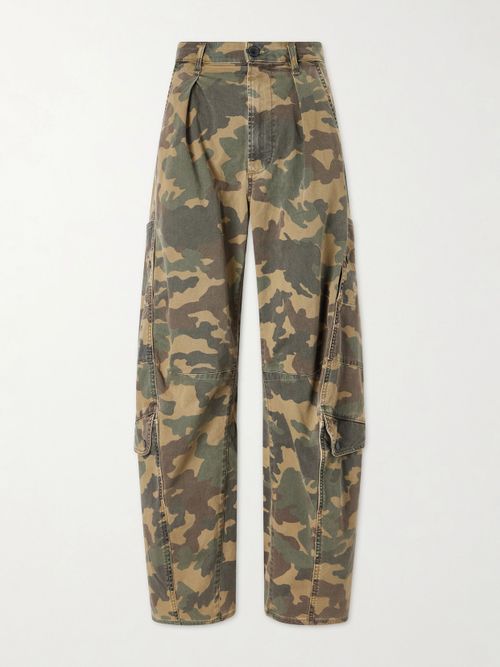 Flight Printed Mid-rise Straight-leg Cotton-blend Twill Cargo Pants - Green