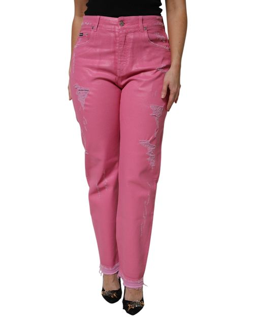 Tattered Denim Jeans — Pink