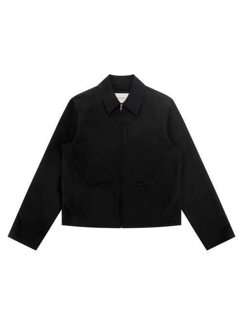 Men's Front-Zip Cotton-Nylon Jacket with Chest Pocket and Slit Pockets