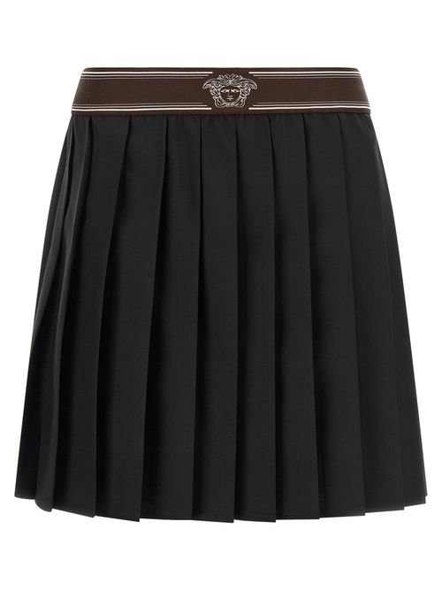Pleated Wool and Mohair Skirt — Black
