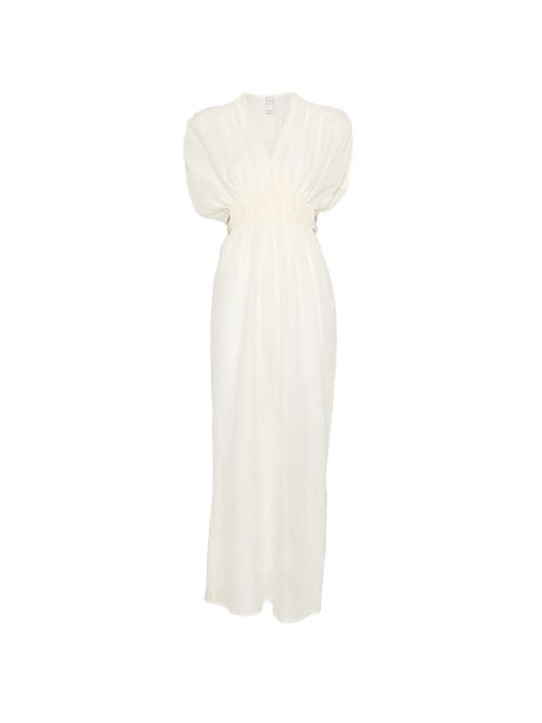 V-Neck Mini Dress with Gathered Details (Size 38)