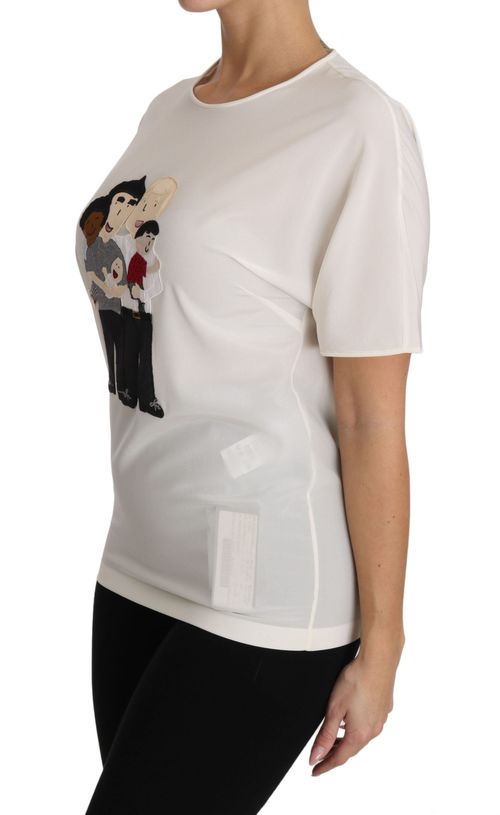 Silk Stretch #dgfamily Appliqué T-Shirt — White