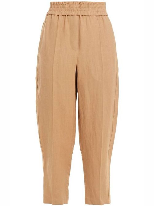 Elasticated-waist cropped trousers - Neutrals