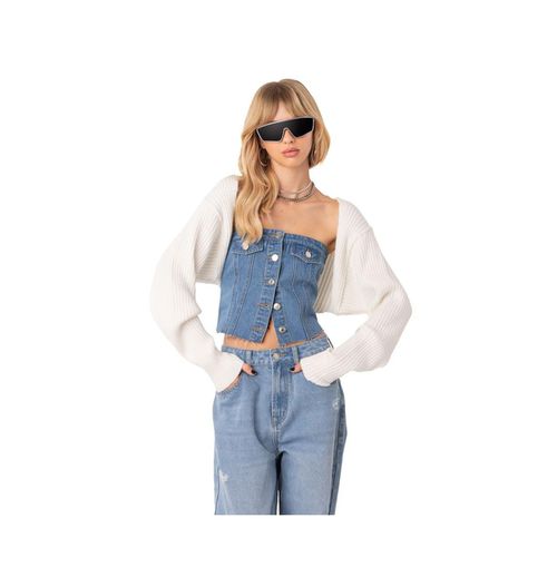 Women's Sleeves Sweater Ribbed Knit - Cream