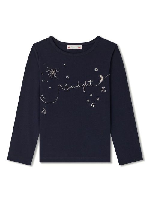 Logo-embroidered long-sleeve T-shirt - Blue