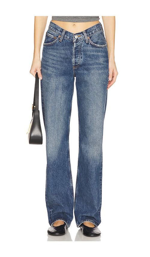 AGOLDE V-waist Kelly Jeans in Essence - Blue. 24 also