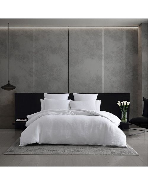 Solid Textured Pleats Jacquard Duvet Cover Set