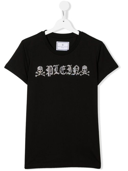 TEEN crystal logo-embellished T-shirt - Black