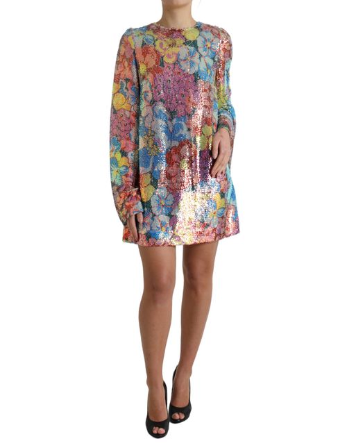 Floral Sequined Dress — Multicolor