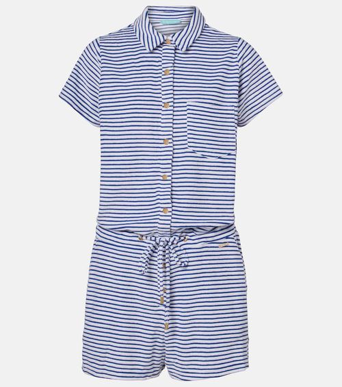 Cheryl striped cotton-blend romper
