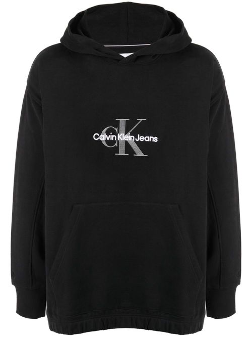Archival Monologo logo-embroidered hoodie - Black