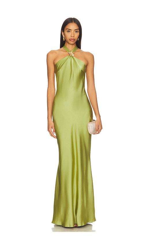 Runaway The Label Chara Low Cross Back Maxi Dress in Olive. XL. Also in