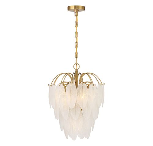 Warm Brass Five Light Chandelier from the Boa Collection