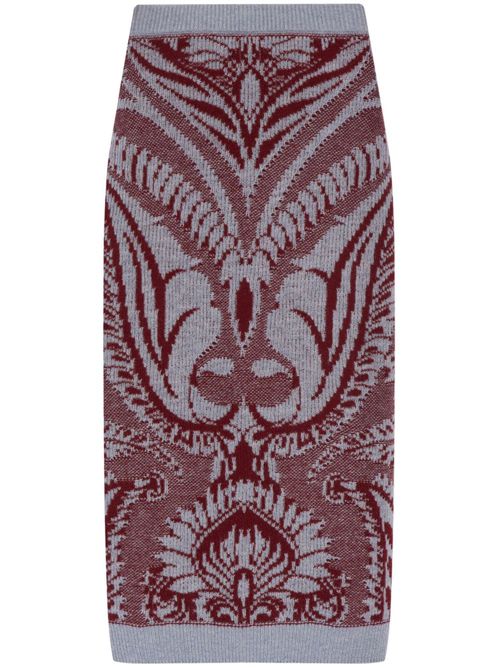 Intarsia-knit wool skirt - Grey